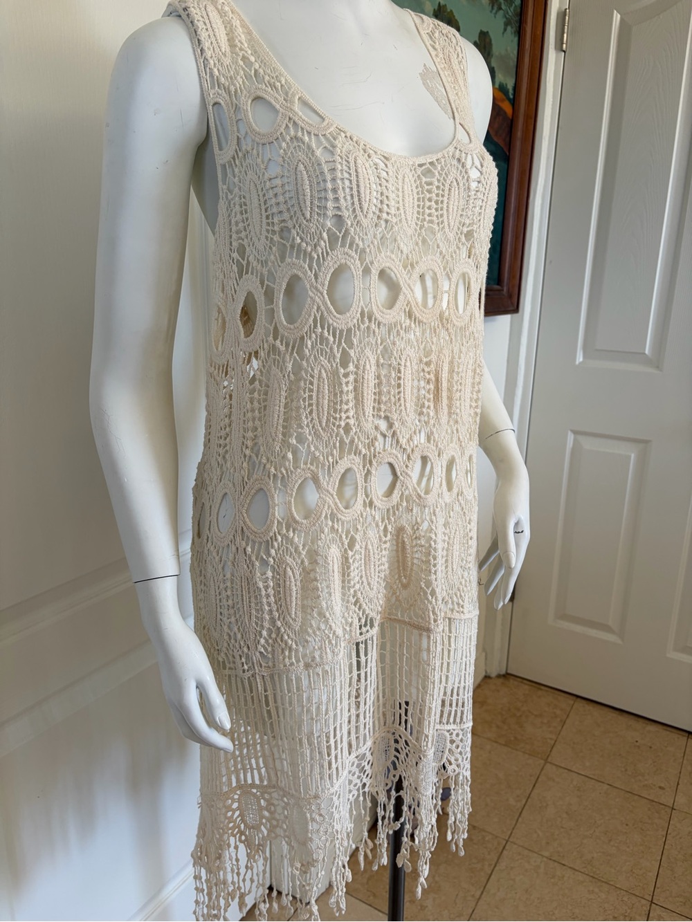 NWT Blue Island Crochet Fringe Swim Coverup Size XL